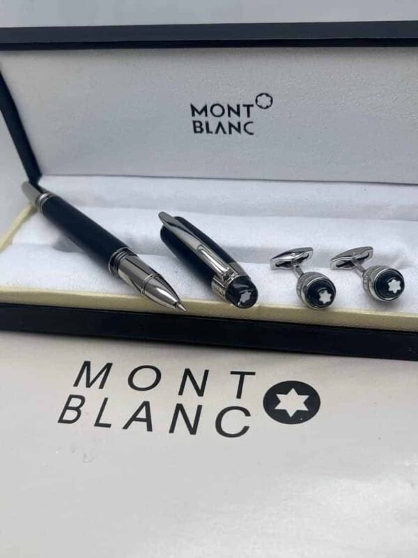 Montblanc Cufflink & pen (Black & Silver)